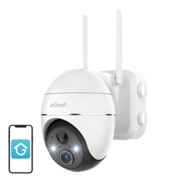 Trådlös 3MP WiFi utomhuskamera ieGeek ZS-GX1S vit 5200mAh