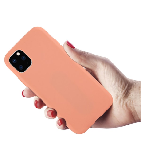 Iskunkestävä nestemäinen silikonikotelo iPhone 11 Prolle, oranssi