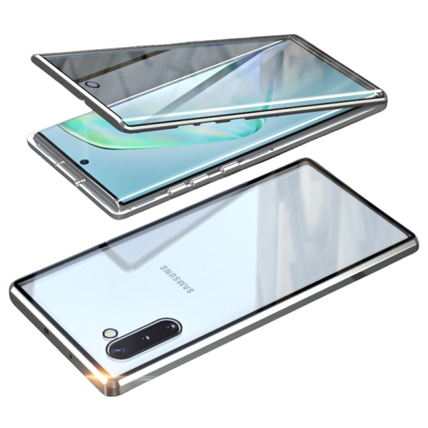 Magnetiskt telefonfodral, dubbelsidigt högupplöst fodral mot fingeravtryck Samsung A23 Silver