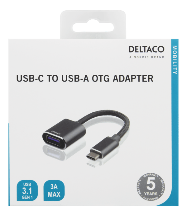 USB-C  3.1 to USB-A OTG adapter, aluminium, retail box, grey