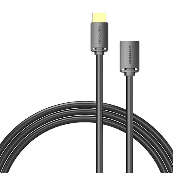 HDMI 2.0 han til HDMI 2.0 hun forlængerkabel AHCBH 2m, 4K 60Hz, (sort)