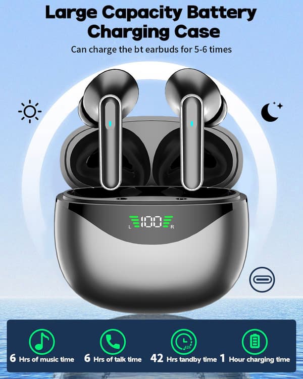 Trådløse 5.4 Bluetooth-ørepropper DP4 Lang batterilevetid Black Black