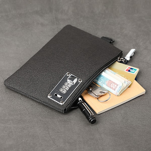 Oxford Cloth Security Wallet med lösenordslås Svart