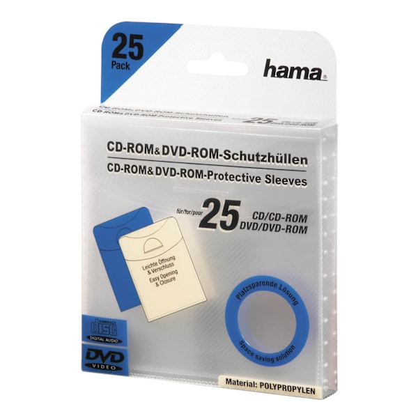 HAMA CD DVD-Ficka I PP Transparent 25-Pack