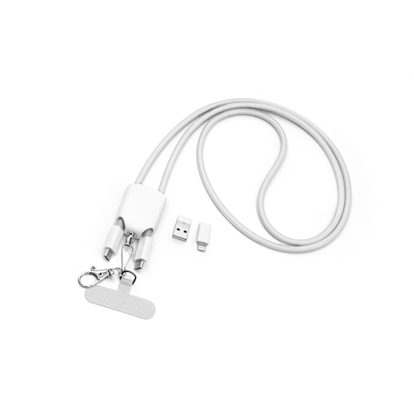 4-i-1 snabbladdande lanyard-datakabel Vit