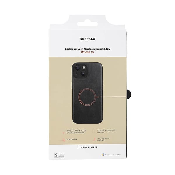 Mobilcover i læder, MagSeries, sort - iPhone 15