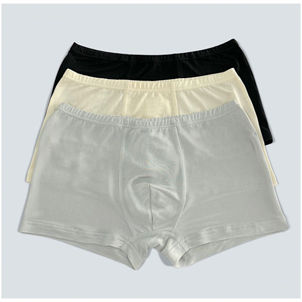 Herrsilkesboxershorts, 3-pack 100 % mullbärssilkestickade underkläder L