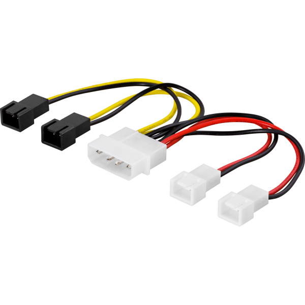 Adapter cable for fans, 4-pin to 4x3-pin