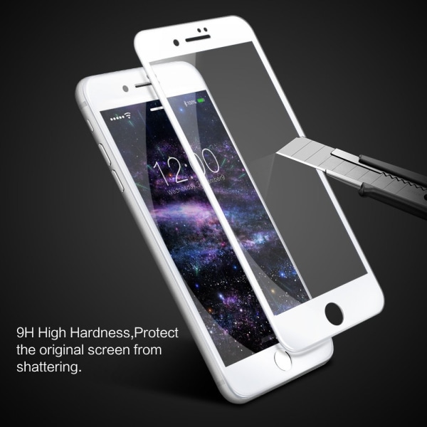 iPhone 8 Plus fuld 3D hærdet glas skærmbeskyttelse  - Hvid