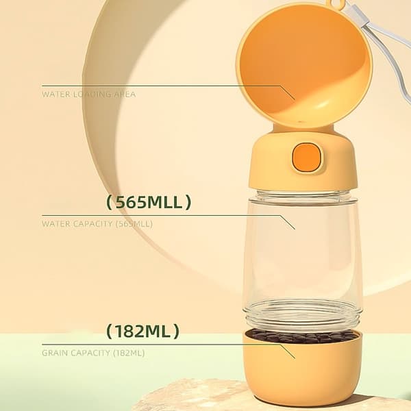 Bærbar Drikke- og Madskål til Kæledyr - 400ml Vand, 182ml Foder, Kompatibel med Diverse Mærker