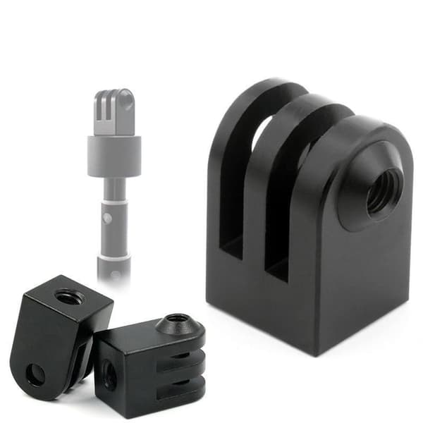 2-pak sort aluminiumslegering 1/4" stativadapter til GoPro, DJI, og andre actionkameraer