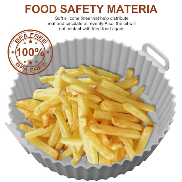 Air Fryer silikoneskål 3.6-7.2 l Grå
