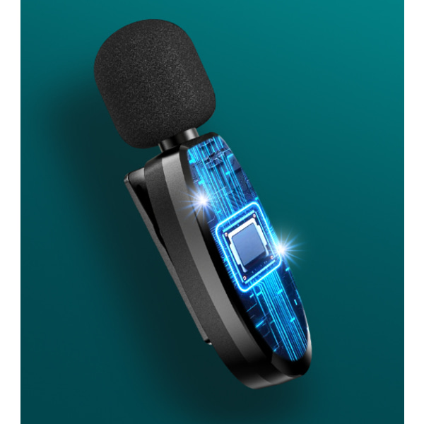 Trådløs lavaliermikrofon, clip-on mikrofon til optagelse, TikTok, Live Stream