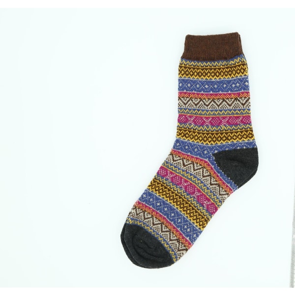 5 par strikkede sokker i flotte farver og mønstre Stribe MultiColor L