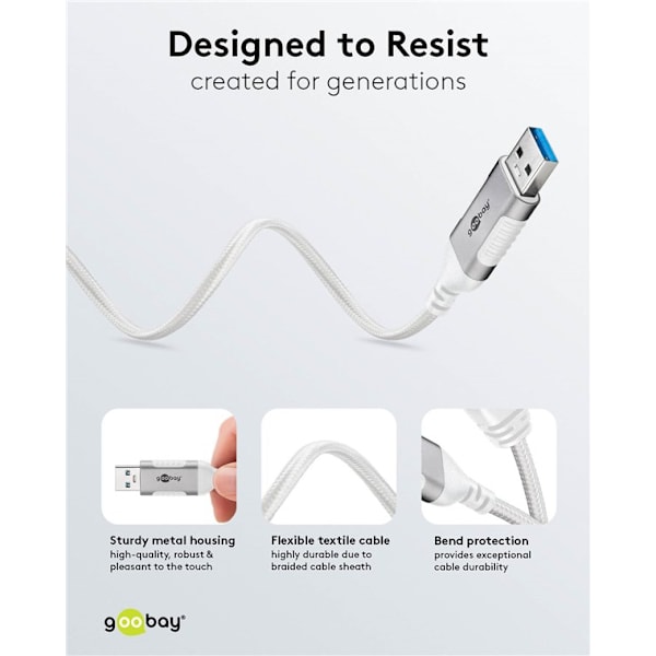 Ethernet-kabel USB-A 3.0 til RJ45, Slim, 15 m