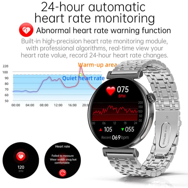 Smartwatch til kvinder med EKG og Bluetooth