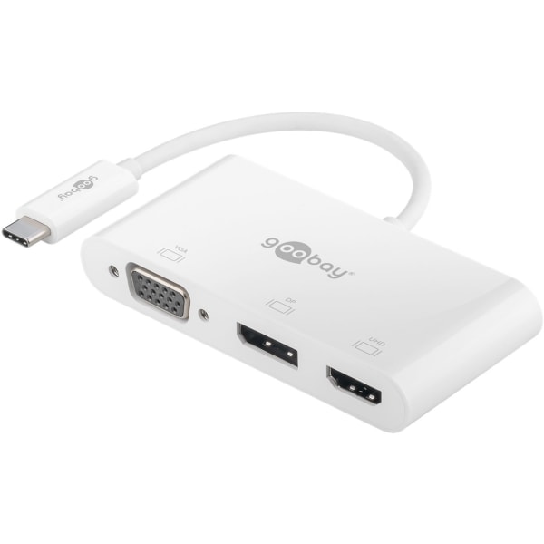 USB-C™ multiportadapter till VGA, DisplayPort™, HDMI™ Vit