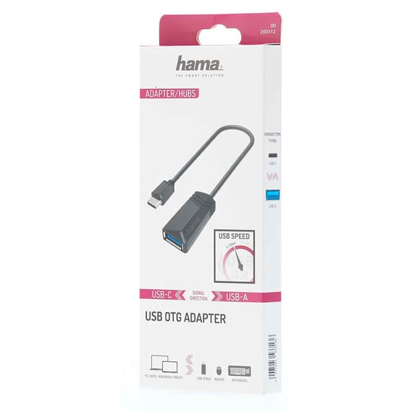 Adapter USB-OTG USB-C-USB 3.2 Gen 1 5Gbit/s Sort