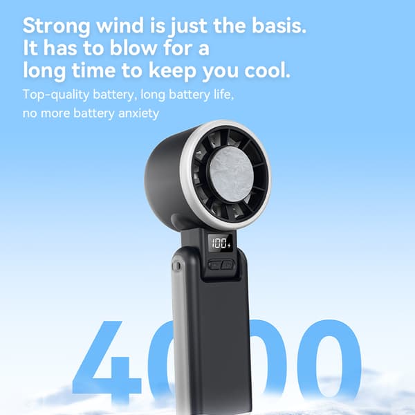 Håndholdt ventilator 4000 mAh, foldbart design, bærbar ventilator til rejser, krydstogter Grey Grey