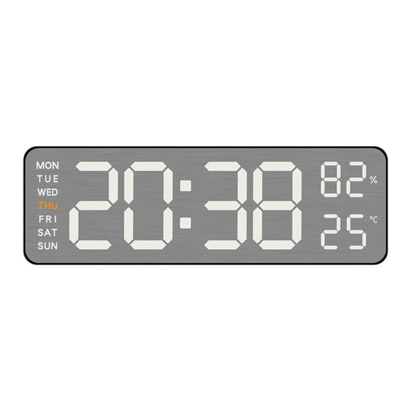 LED digital väckarklocka med termometer, månfas, kalender och nedräkning för sovrum och kontor – kompakt ABS-design Black Black