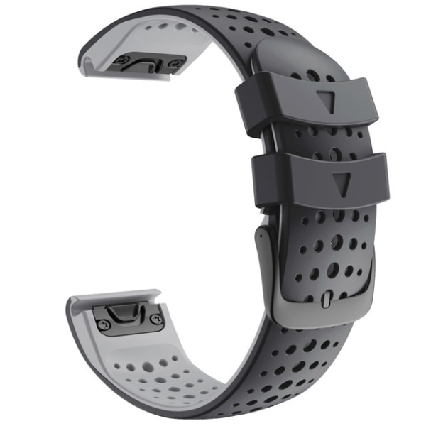 Klockarmband för Garmin Fenix 5/5 Plus/6/6X/6X Pro/Approach S62/Forerunner 22 mm Svart+grå