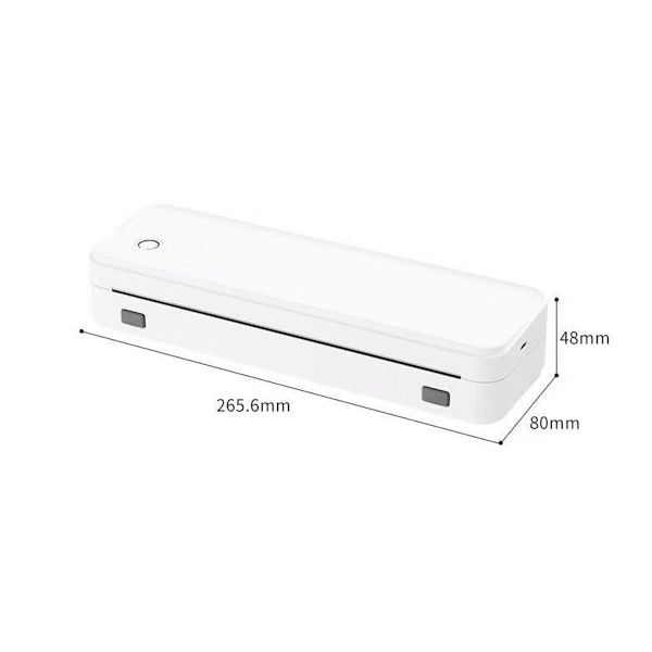 Smart Printer A4L – Bærbar termisk A4-printer, blæksfri direkte, Bluetooth, USB-C genopladelig, kompatibel med Android, iOS, Windows, macOS og Linux