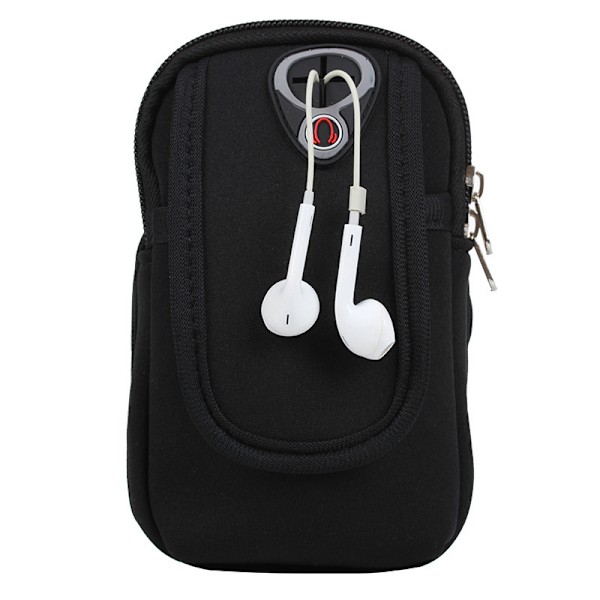 Utomhus Dubbel Ficka Löpararmband - Lättviktigt & Bekvämt Svart