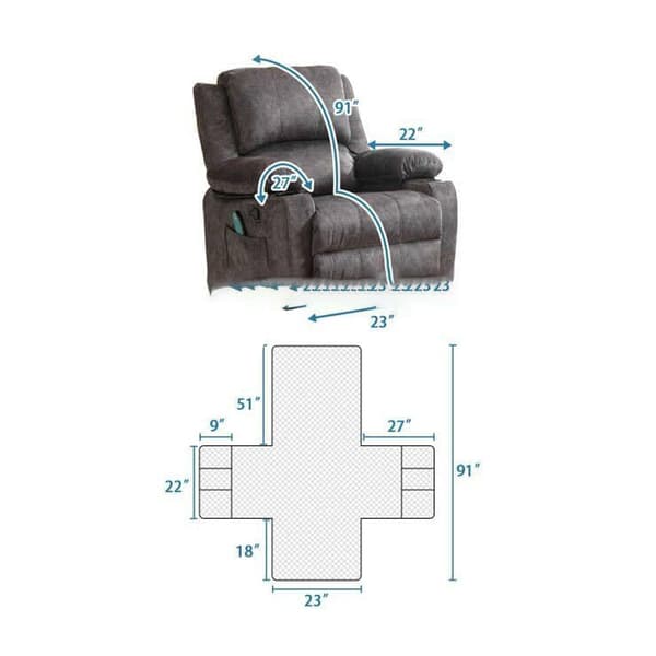 Vadderat Elektrisk Fåtöljöverdrag - Fläckresistent, Halkfritt, Fulltäckande Grey Grey