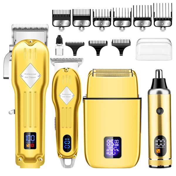 4-i-1 hårtrimmerset 973A för professionell grooming Guld