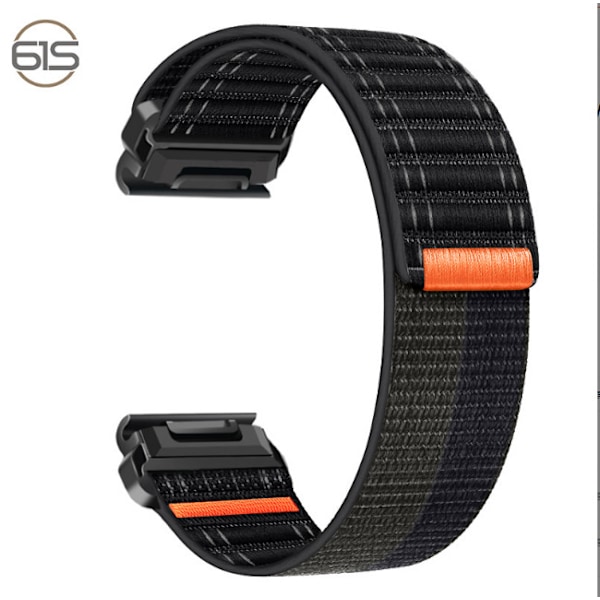 Nylon klockarmband för Garmin Fenix 8/5/6/7X Pro/Epix 935/965 Svart + ljusgrå 26 mm
