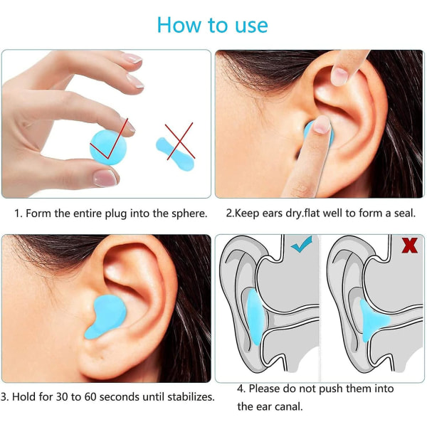 INF 12-pack ljudisolerande öronproppar i silikon Blå Blå