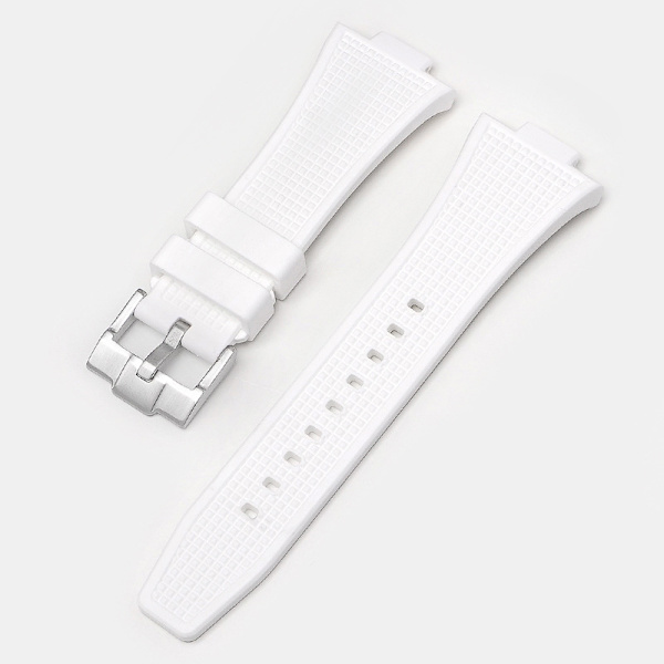 Klockarmband i Silikon för Tissot PRX Series Silverspänne Vit