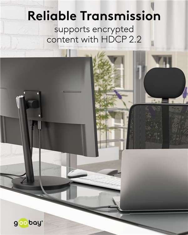 USB-C™ - HDMI™ -tekstiilikaapeli 4K @ 60 Hz, 2 m, musta; hopea