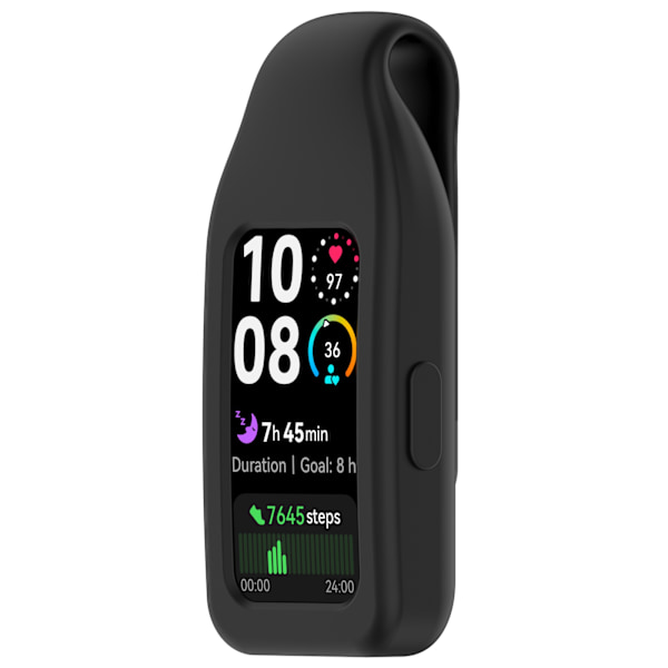 Stålklämma för Huawei Band 10/9/8 - Silikon Svart
