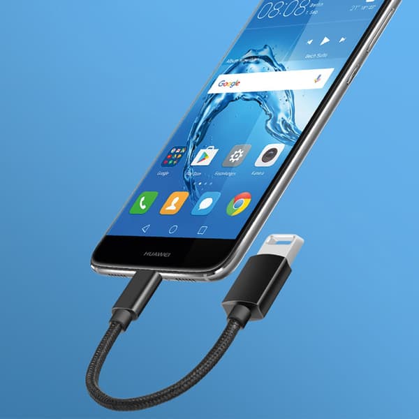 USB-C til USB-A OTG adapterkabel – USB 3.2 10Gbps til hurtig filoverførsel til telefon, tablet og computer, nylonflettet, aluminiumskonnektor Black Black