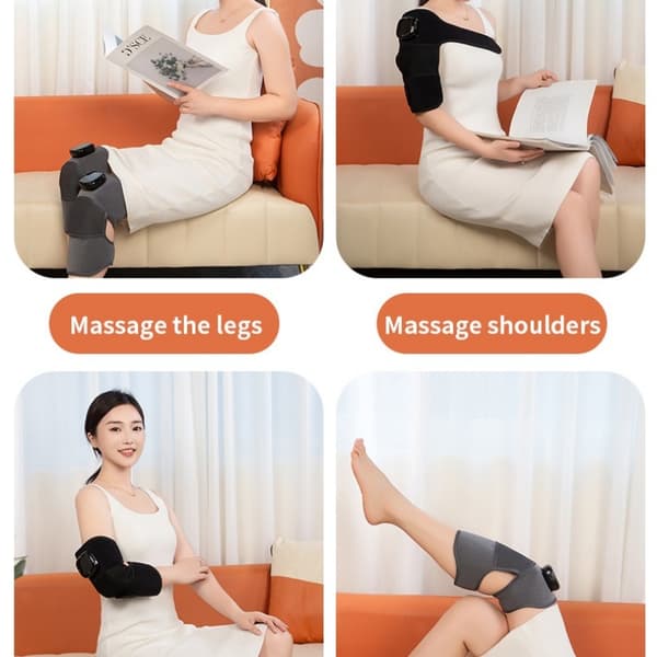 Opvarmet knæmassager med vibration, smart termisk terapi til smertelindring i leddene Black Black