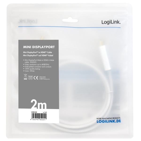 Mini DisplayPort -> HDMI 4K 2m Vit