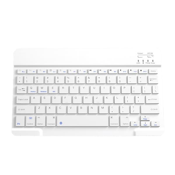 Trådlöst Bluetooth-tangentbord - 10-tums Uppladdningsbart White White
