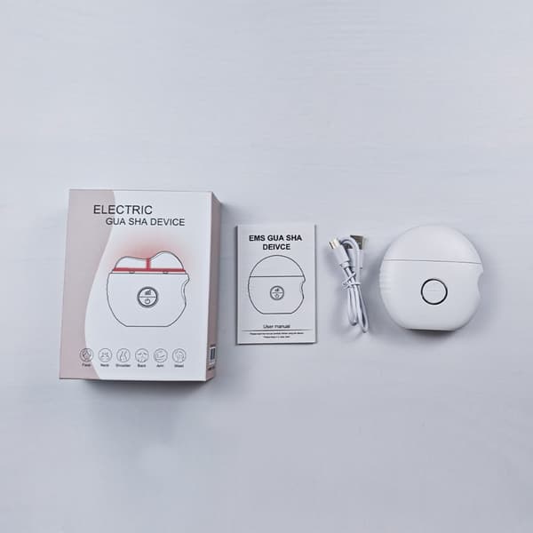 Elektrisk EMS-gua sha-apparat med varmeprobe og farvelys til ansigt og krop White White