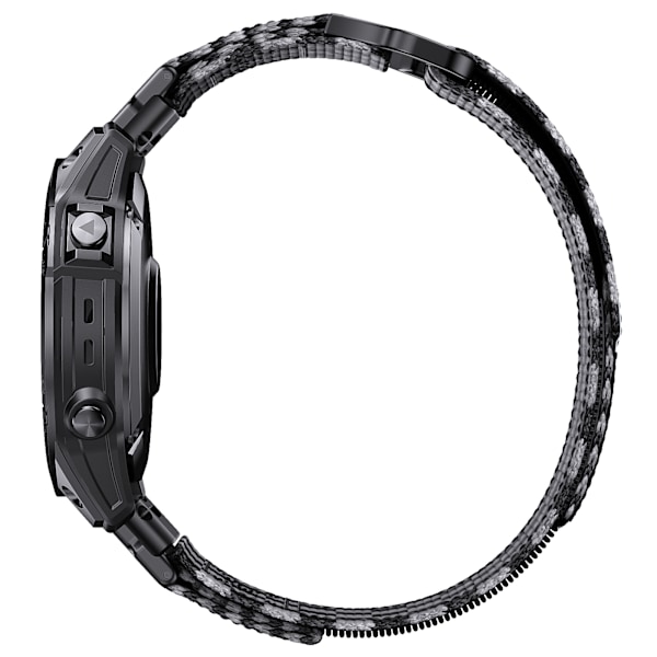 Garmin Fenix 8 Nylon Vævet Rem - Sort Grå 22 mm