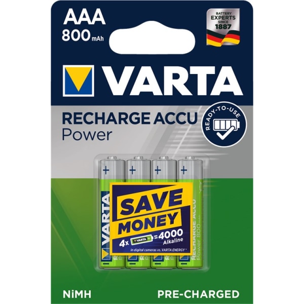 AAA (Micro)/HR03 (56703) laddningsbart batteri - 800 mAh, 4 st. i blister