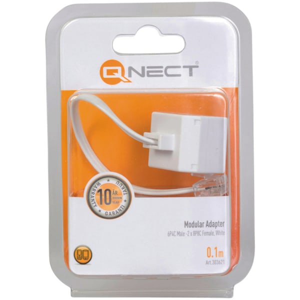 Modular Adapter 6P8C Hane -2x8P8C Hona, 0,1m, vit