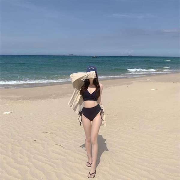 Elegant Halter Bikini Badedragt til Kvinder Black M Black M