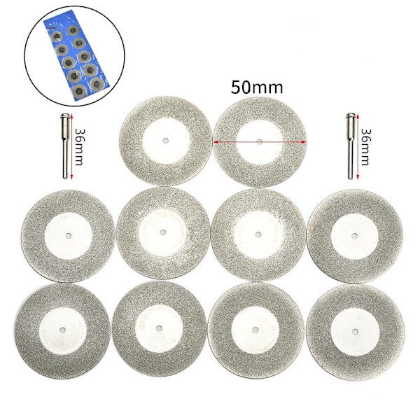 Diamantkapskiva kit för skärning av ädelstenar, keramik, glas 10 stycken 50 mm