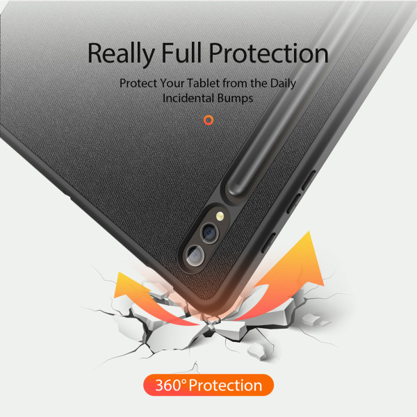 Trifold Stand Folio Case för Samsung Tab S9 Plus Svart