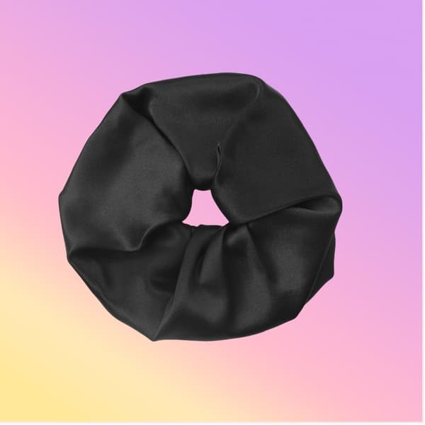 19 Momme 9cm Silke Hår Scrunchie - Blidt Hårtilbehør Black Black