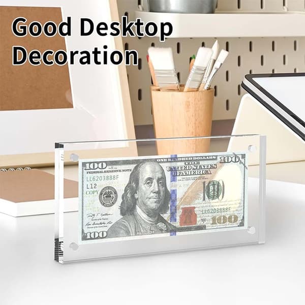 Klar Akryl Magnetisk Seddelholder - Seddel Display Stand & Papirpenge Opbevaring til Samlerobjekter