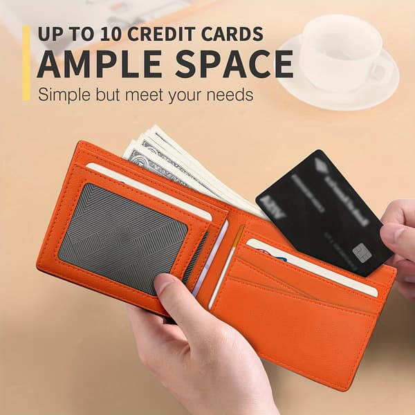 Slim Bifold Lompakko Miehille, Useita Korttipaikkoja, RFID-Suojaus Model 1