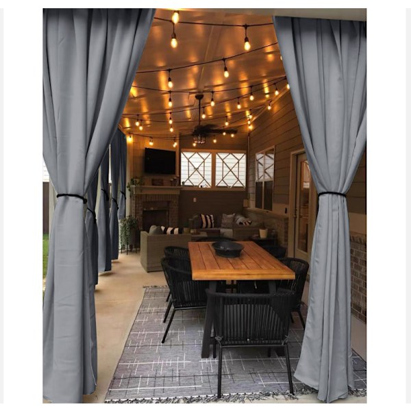 Utomhusgardiner för lusthus (1,5x2,7 m med krokar/enskild panel)
