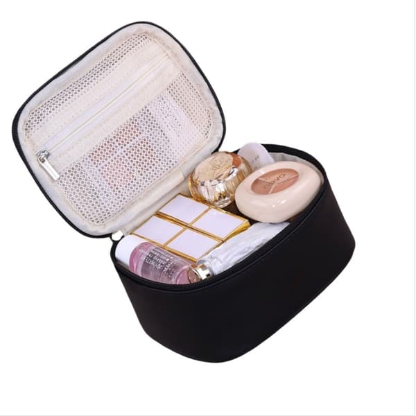Mini Sort PU Makeup Taske - Bærbar Lille Kosmetik Organizer